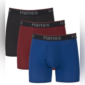 Hanes Men's Boxer Brief Underwear, Moisture-Wicking Odor Control, 3-Pack
